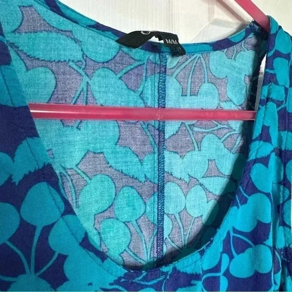 George Midi Dress Tie  Waist Blue Floral Size Medium - Picture 3 of 16